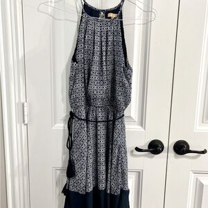 Takara‎ Navy Geometric Print Sleeveless Shift Dress Size Medium NWT